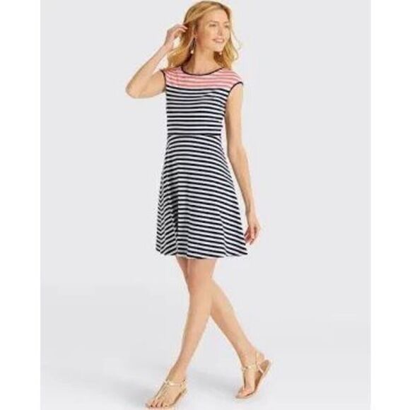 Draper James Striped Ponte Knit A Line Short Summer Dress Women’s Size Small - Picture 1 of 5